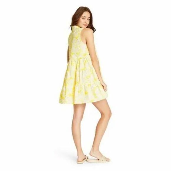 Lisa Marie Fernandez X Target Yellow Floral Tiered Trapeze Dress Sz Large - Picture 3 of 10